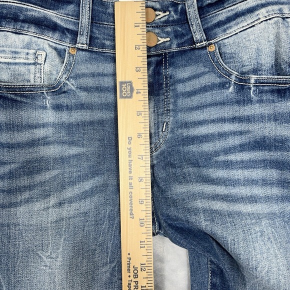 Bke Payton Universal Fit Distressed Destroyed Mid Rise Ankle Skinny Jeans 30 - Picture 7 of 13